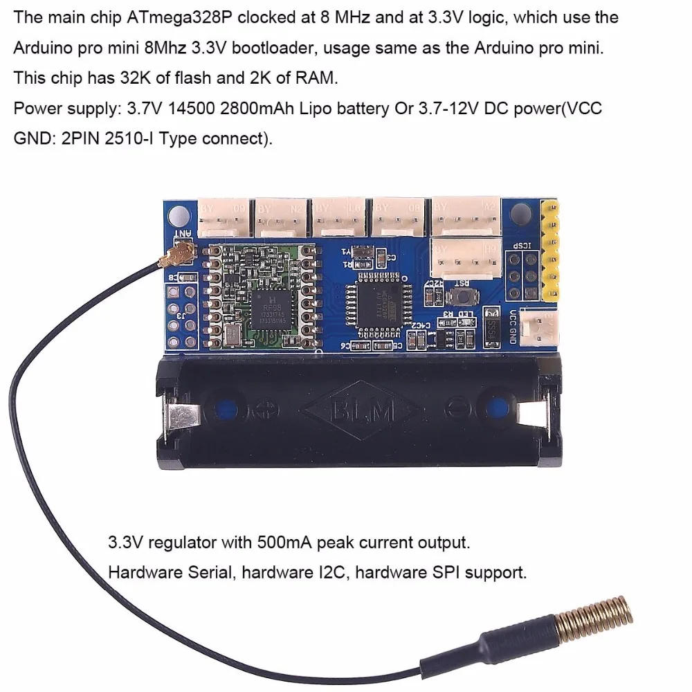 5 шт. 868 МГц LoRa радио узел V1.0 IOT беспроводной передачи Lora модуль RFM95 SX1276 для Arduino ATmega328P 3,7-12 В Антенна UFL