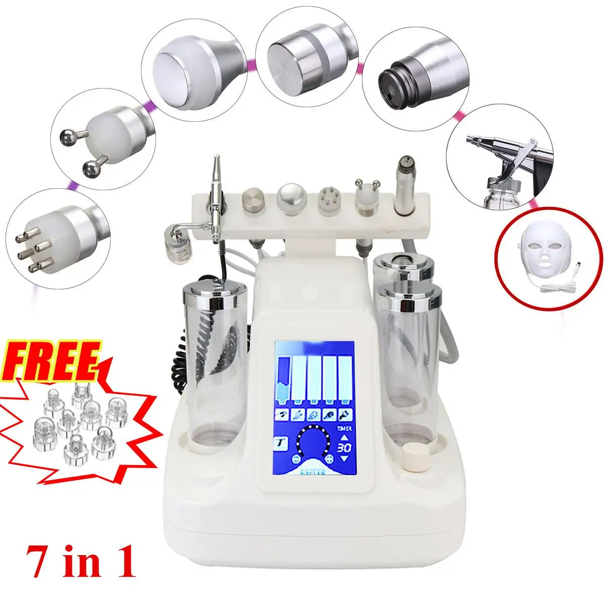 

7 in 1 Dermabrasion Hydra Machine Oxygen Water injection Skin Beauty Cleansing Facial Bubble Machine Photon Skin Care Face Clean