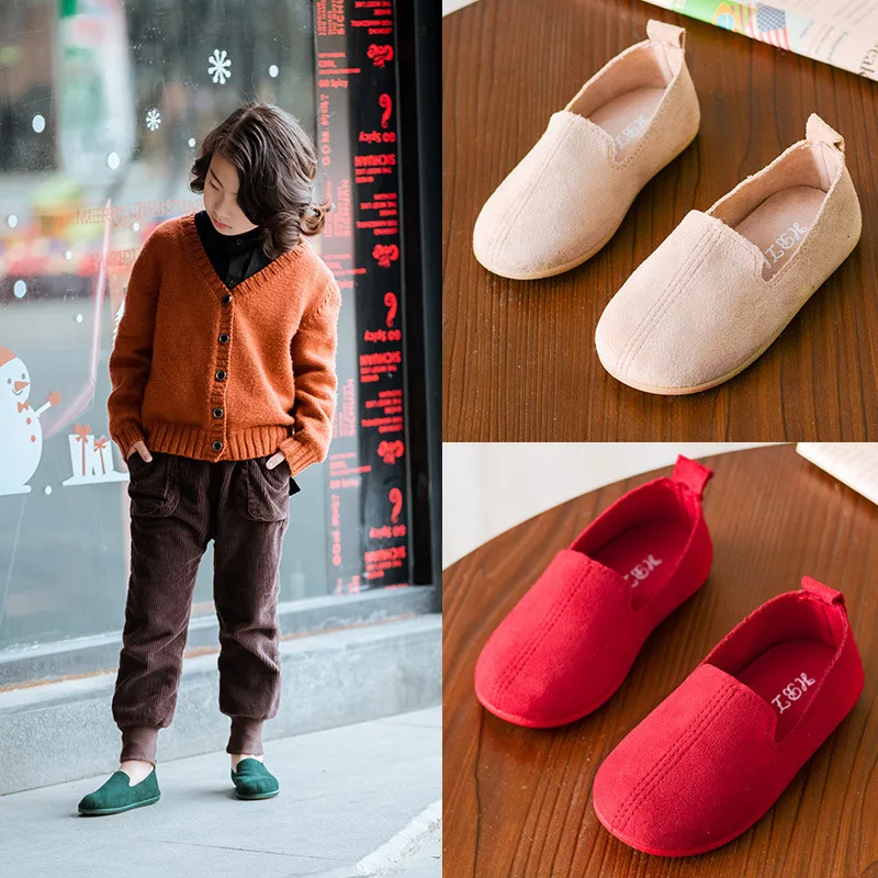 

2019 autumn new children's shoes solid color soft bottom casual shoes princess Korean version of the peas shoes children's shoes