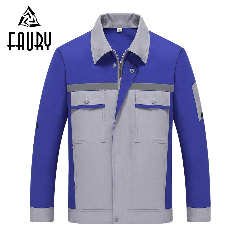

Unisex Men Long Adjustable Sleeve Patchwork Pockets Workshop Wear Thin Jacket Long Pants Set Engineering Service Factory Uniform
