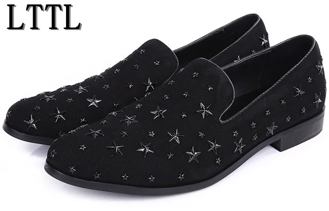 

2017 2018 Suede Men Shoes Summer Spring Party Loafers Men Flats Black Star Decor Casual Shoes Man Breathable Chaussure Homme