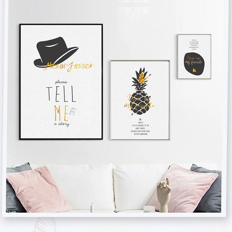 Cool Black Hats Pineapple Yellow Customization Inspirational Alphabet Simple Living Room Sofa Background Wall Decoration Living Room Wall Decor Living Room Decorationdecoration Living Aliexpress