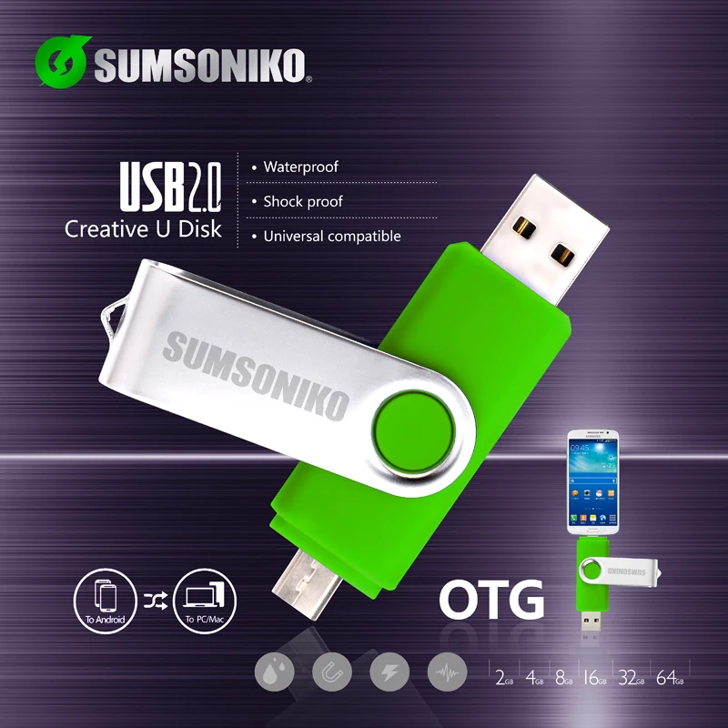 OTG phone Usb flash card USB flash Drive 7 color rotary Pen Drive