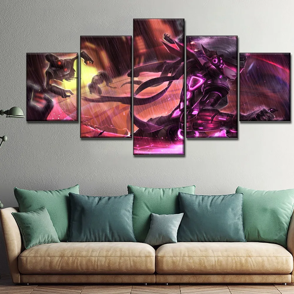 

Home Decoration Canvas Painting 5 Pieces League Of Legends Fiora HD Pictures Wall Art Prints Modular Poster For Living Room