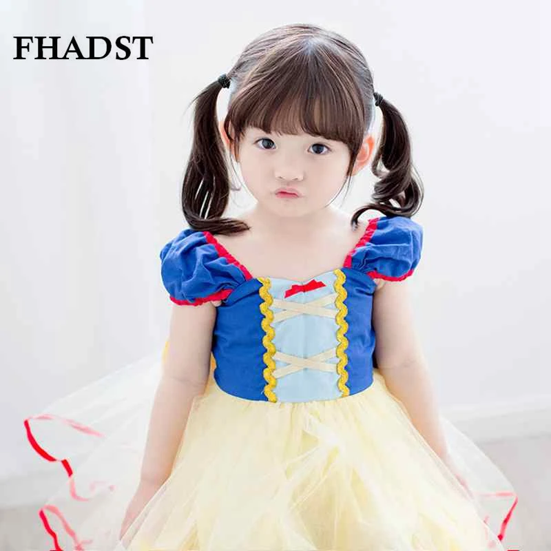 

FHADST Summer Children Girl Snow White Princess Dress For 2-6Age Chlidren Clothes Cute Bow Short Kids Party Costume Ball Gown