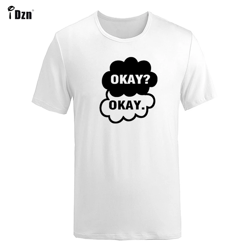 

iDzn Summer Men's Short Sleeve tshirt Casual T-shirt The Fault in Our Stars OKAY vintage Design Print T shirt Boy's Tee Tops