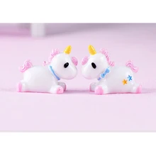 2 шт Мини смолы милый в форме единорога статуи домашний сад пейзаж Декор