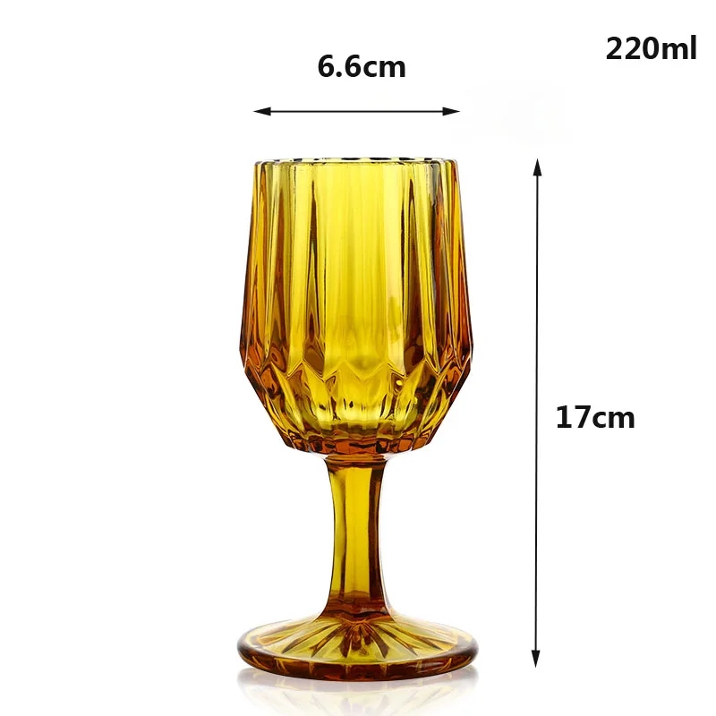 Yellow 220ml Ретро бессвинцовые Хрустальные стеклянные чашки красочные стеклянные виски стекло высокой емкости пивное стекло винный бокал для баров отель питие для вечеринки посуда - Цвет: Yellow 220ml