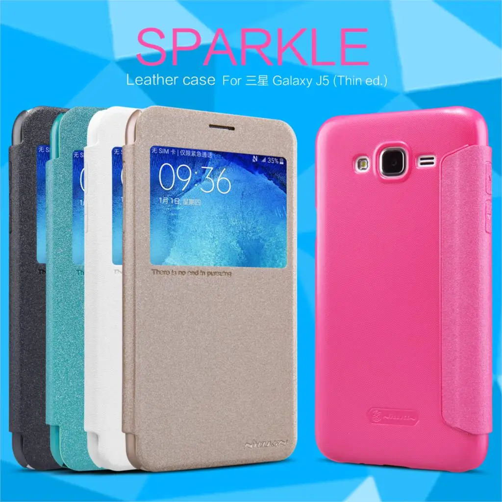Nillkin Sparkle Series Искусственная кожа чехол для Samsung Galaxy J5 2015 J500FN J500F J500M (тонкий ed) 5 0