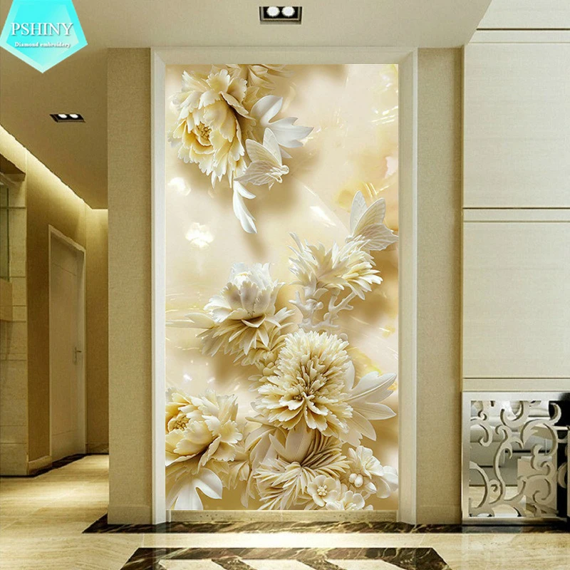 

PSHINY 5D DIY Diamond painting Marble flowers Pictures with full display Square rhinestones Diamond embroidery sale new arrivals
