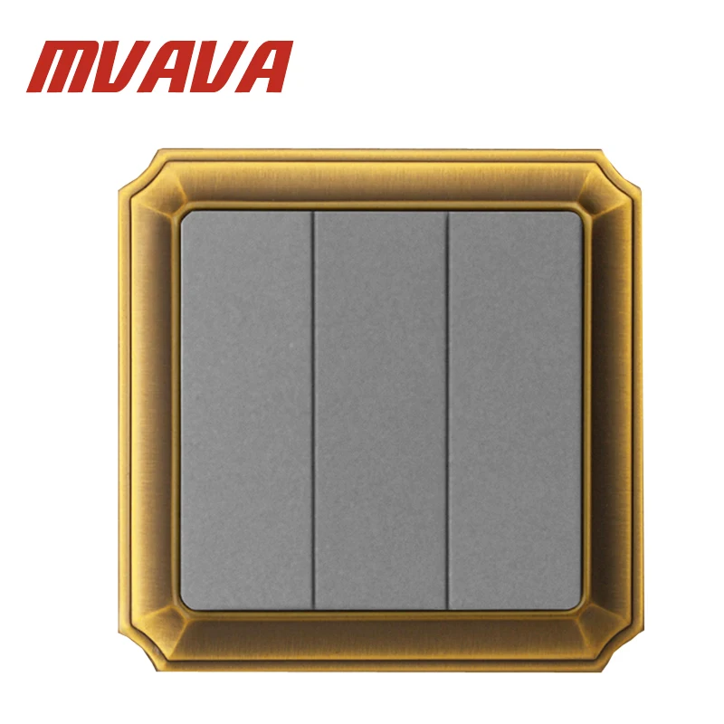

MVAVA Luxury Bronzed Frame wall switch,16A,110-250V,Decorative 3 gang Electrical Light Push Button Wall Switch,Factory Price!