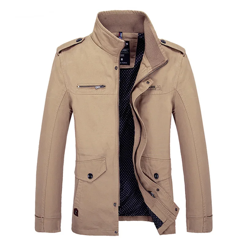 Хаки Мужская куртка Slim Fit высокое качество пальто осенняя одежда мужские куртки