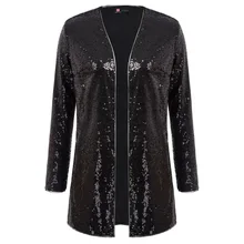 KK Women Coat Sequins Stunning Ladies Jacket Autumn Long Sleeve V neck Open Front Coat KK Women Coat Sequins Stunning Ladies Jacket Autumn Long Sleeve V neck Open Front Coat