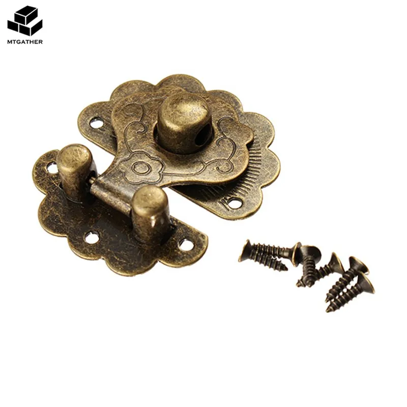

MTGATHER Antique Hasp Box Buckle Locking Padlock Snap Package Covered Button Hinge 36x40mm