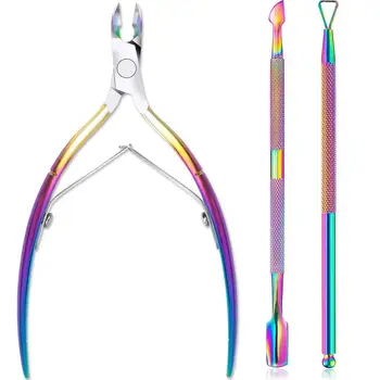 

3Pcs Manicure Cuticle Trimmer With Cuticle Pusher Nail Gel Remover Stainless Steel Manicure Nail Care Tool Nail Scissors Set