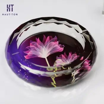 

Crystal Glass Louts Flower Ashtray Smoking Holder Ash Tray Office Home Supply