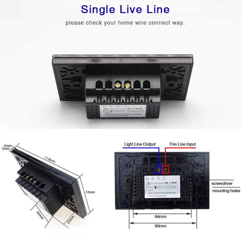  Free Shipping US Standard 1 2 3 Gang 1 Way Wall Light Controler Smart Home Automation Touch Switch  - 32873592866