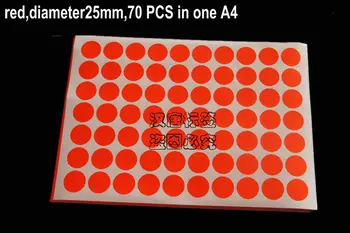 

A4 Self-adhesive Sticker 25x25mm Diameter 25mm 2.5cm Round Label Sticker Red Color Circle For Laser Printer Accept Custom Order