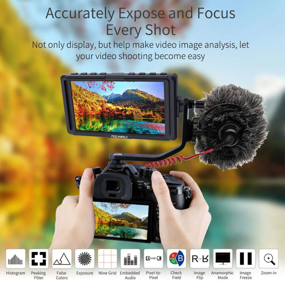 

4K HDMI Input/ Output Without Delay 5 inch DSLR On Camera Field Monitor Small Full HD 1920x1080 Video 2019 New Fashion design