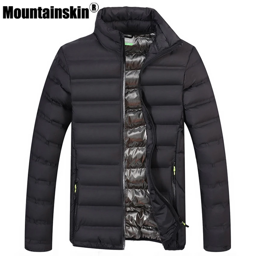 Мужская однотонная куртка Mountainskin черная Повседневная парка с воротником-стойкой