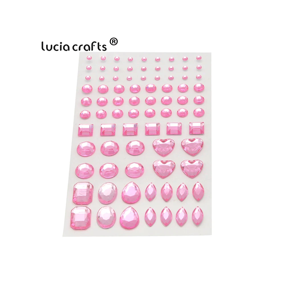 Lucia crafts 1 лист/лот 75*130 мм многоцветный самоклеящийся акриловый камень наклейки со стразами DIY скрапбук Арт Декор C0805