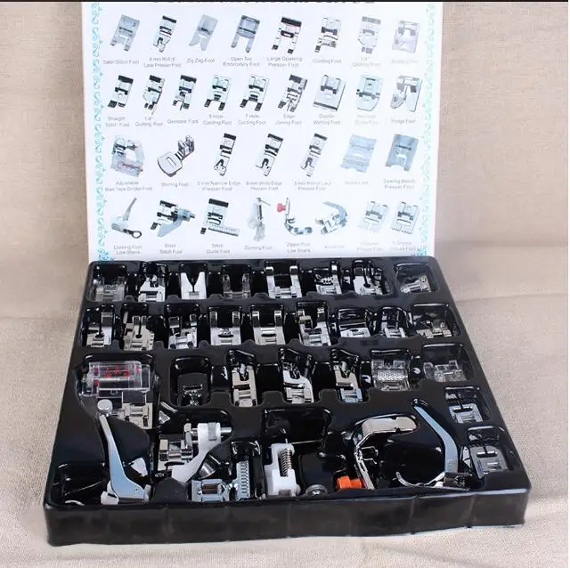 

Presser Feet For Sewing Machines 32pcs/lot Domestic Sewing Machine Presser Foot Feet Kit Set With Box Sewing Foot .