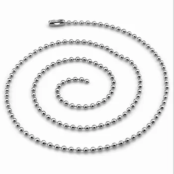 

16-40inch Wholesale 100pcs/Lot Women Men DIY Jewelry Bead Ball Chain 316L Stainless Steel 1.5mm Silver Color Bead Chain Necklace