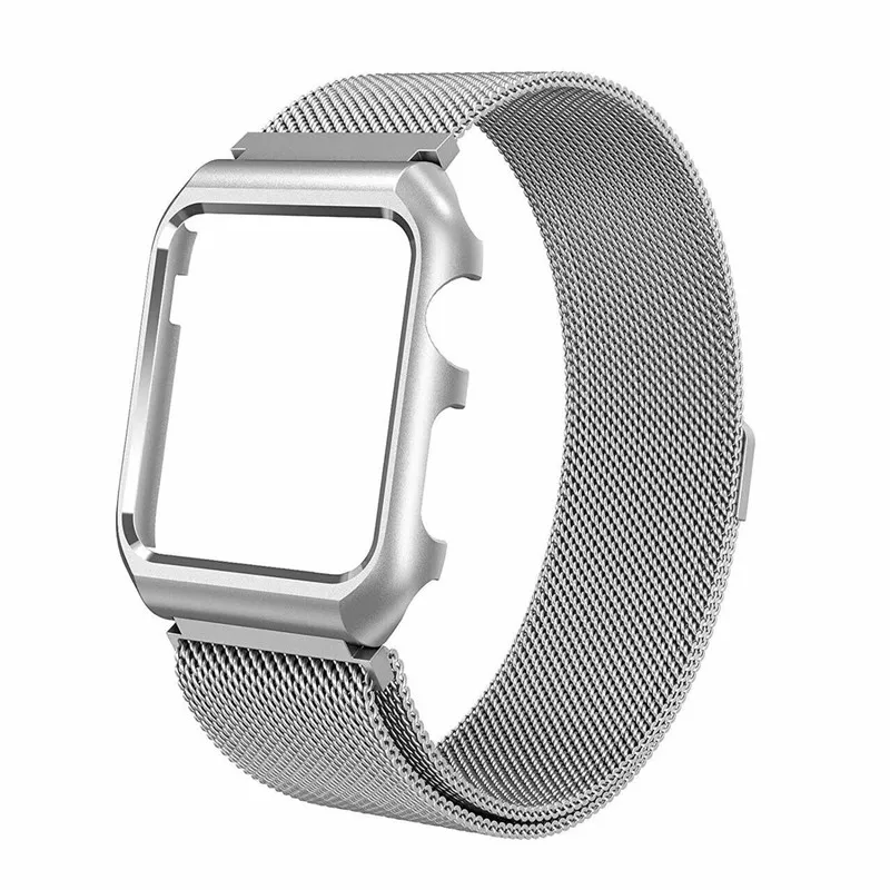 Milanese Loop часы браслет ремень с металлический корпус 38 мм 42 мм для Apple Watch iWatch серии 1/2/3 ремешок - Цвет ремешка: Silver