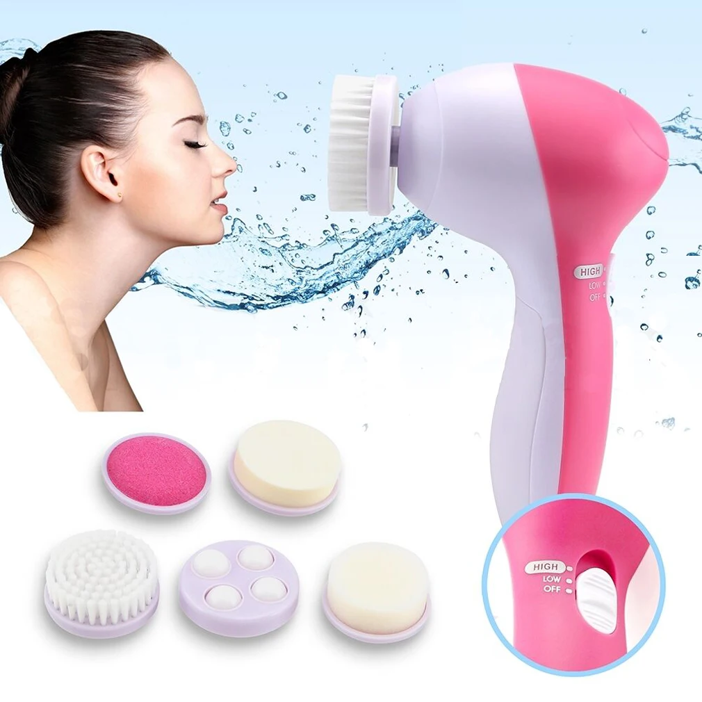 5 In1 Multifunction Electronic Face Facial Cleansing Brush Spa Skin Care massage