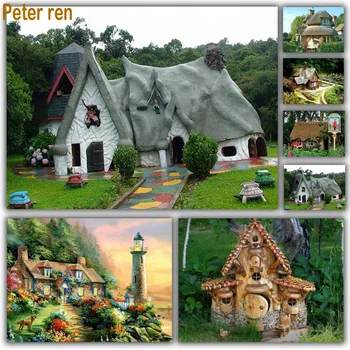 

Diy diamond mosaic Landscape series full diamond embroidery Fairy tale cottage 3d square icon diamond painting Arts and Crafts