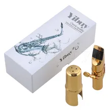 Yibuy медь саксофон мундштук с крышкой+ Лигатура 7# быть для альт саксофона золото