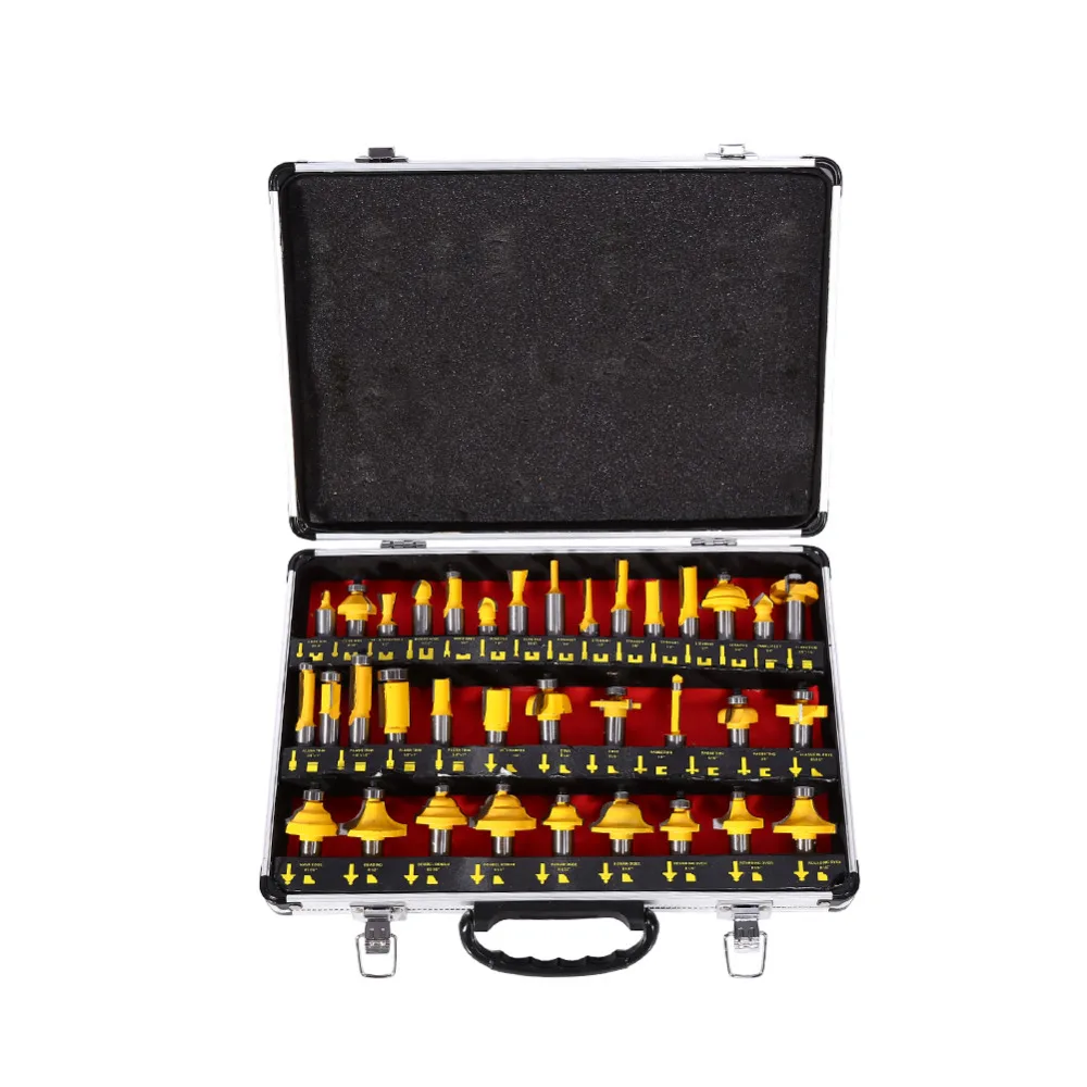 

35 Pcs/ Set 1/2 Inch Shank High-grade alloy Milling Cutter Router Bit Woodworking Engraving Cutting Tools Yellow Wholesale