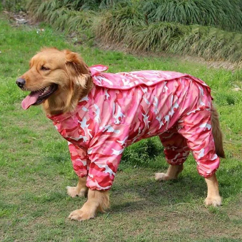 Камуфляжный дождевик для собак, куртка, комбинезон для щенка, одежда для улицы, для маленьких, средних и больших собак, дождевик с капюшоном, куртка для лабрадора