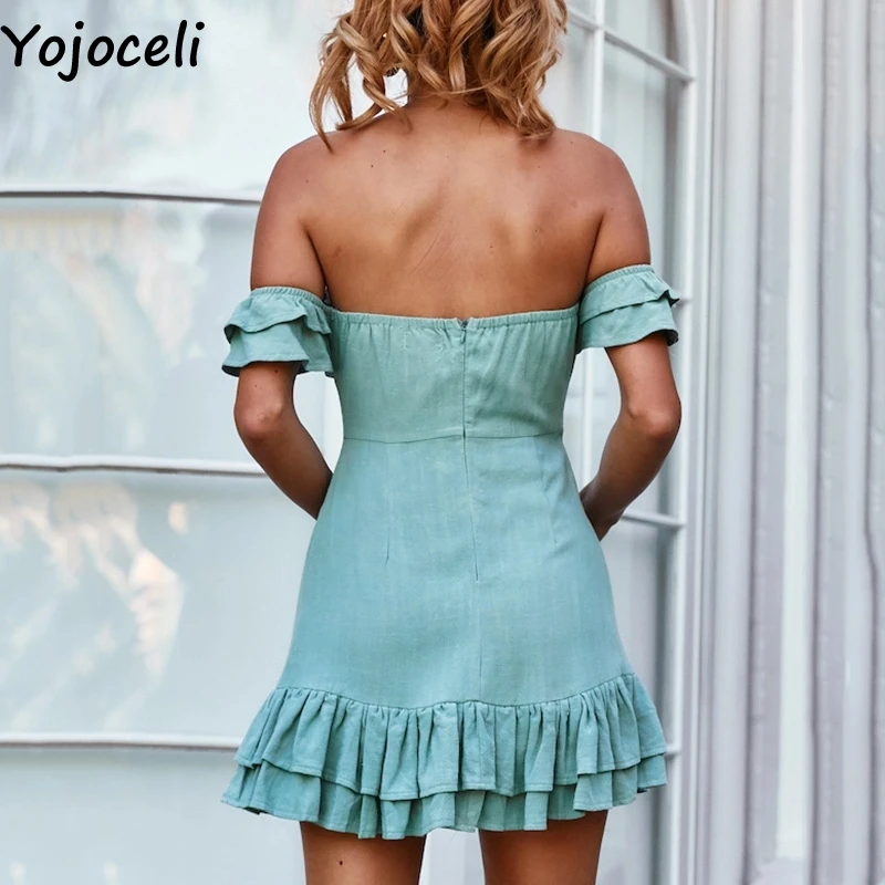 Yojoceli элегантное плиссированное платье с открытыми плечами женское летнее
