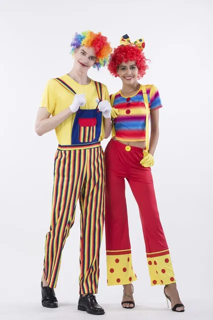 Amazing Adult Women Clown Costumes Funny Circus Clown Fancy Party 