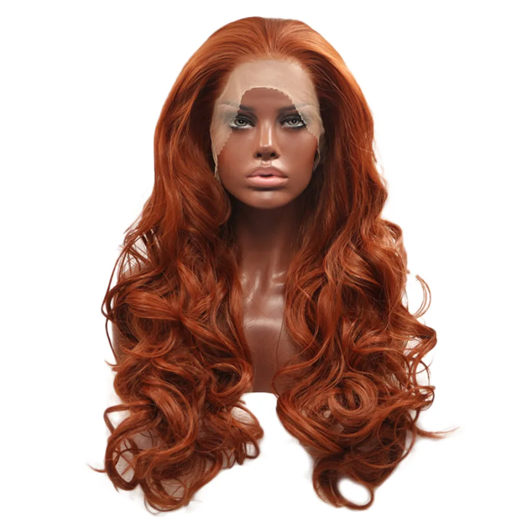 

Curly Wig Glueless Lace Full Wigs Red Women Indian Remy Fashion Fiber Wigs Ladies Fashion Natural Wigs Luxury Gift