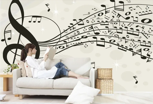 Foto sfondo personalizzato, nota musicale, 3D murale moderna per ... Foto sfondo personalizzato, nota musicale, 3D murale moderna per ...