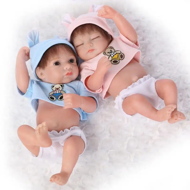 

27cm boy/girl Doll Reborn Full Silicone Vinyl Body Mohair Children Play House Toys Bebe Gift Boneca Reborn