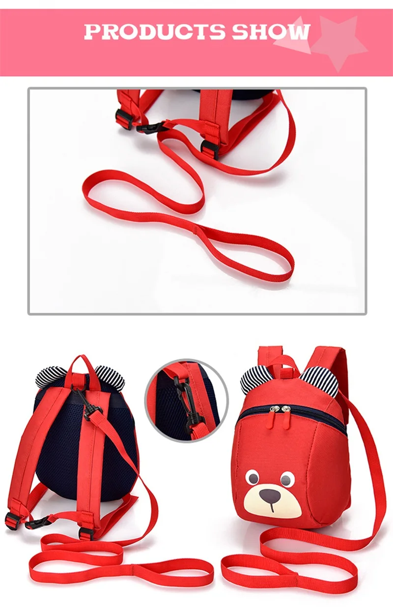 Холщовая шлейка для детей в возрасте от От 1 до 3 лет, рюкзак с мультяшным медведем для девочек и мальчиков
