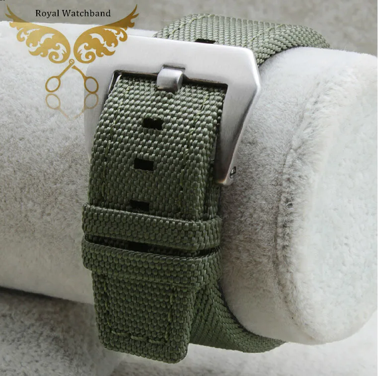

22mm New High Quality Army Green Sports Nylon Watch Band Strap With Genuine Leather lining Choice Of Colour Free Shipping