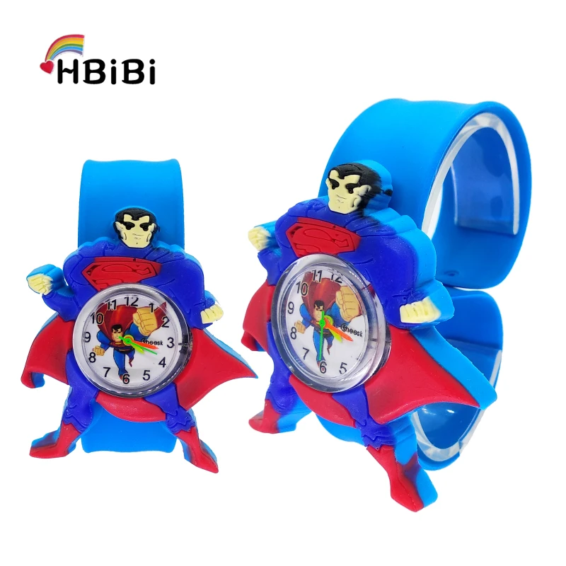 3D Супермен Детские модные часы кварцевые наручные часы водостойкие желе детские часы Мальчики Девочки Студенты Часы Relogio коль saati