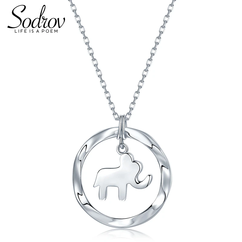 

SODROV 925 Sterling Silver Elephant Pendant Necklace Simple and Romantic Style Fine Jewelry Valentine's Gift for Women HN018