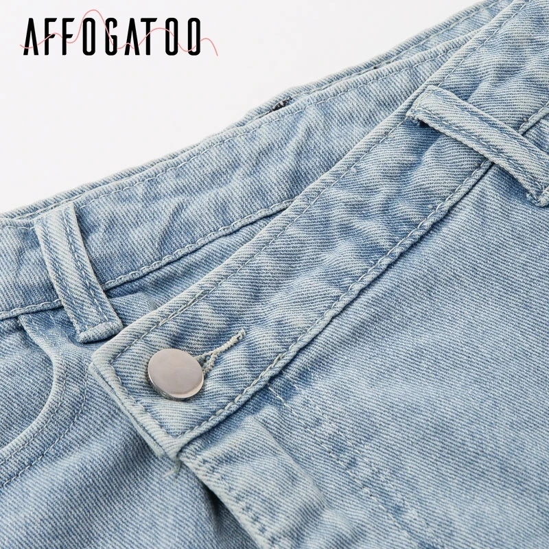 Afogatoo, сексуальная модная джинсовая короткая юбка, женская повседневная Летняя мини джинсовая юбка, Женская Асимметричная юбка с высокой талией, женские юбки