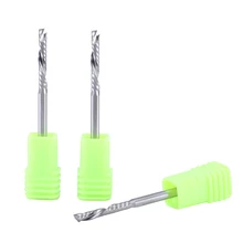 5 pces 3.175x22mm 3a classe up & down corte único um 1 flauta espiral carboneto moinho ferramenta cortadores para cnc roteador