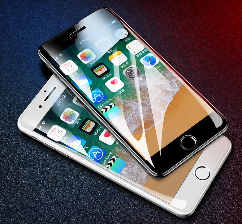 2 шт./лот 9D стекло для iPhone 6 6S 7 8 Plus закаленное защиты экрана iphone 7Plus полноэкранная