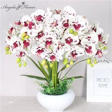 Настоящее прикосновение искусственный 5 голова/ветка бабочка Орхидея Офис Дом Рождество свадебный Декор PU искусственный цветок дисплей горшок Орхидея