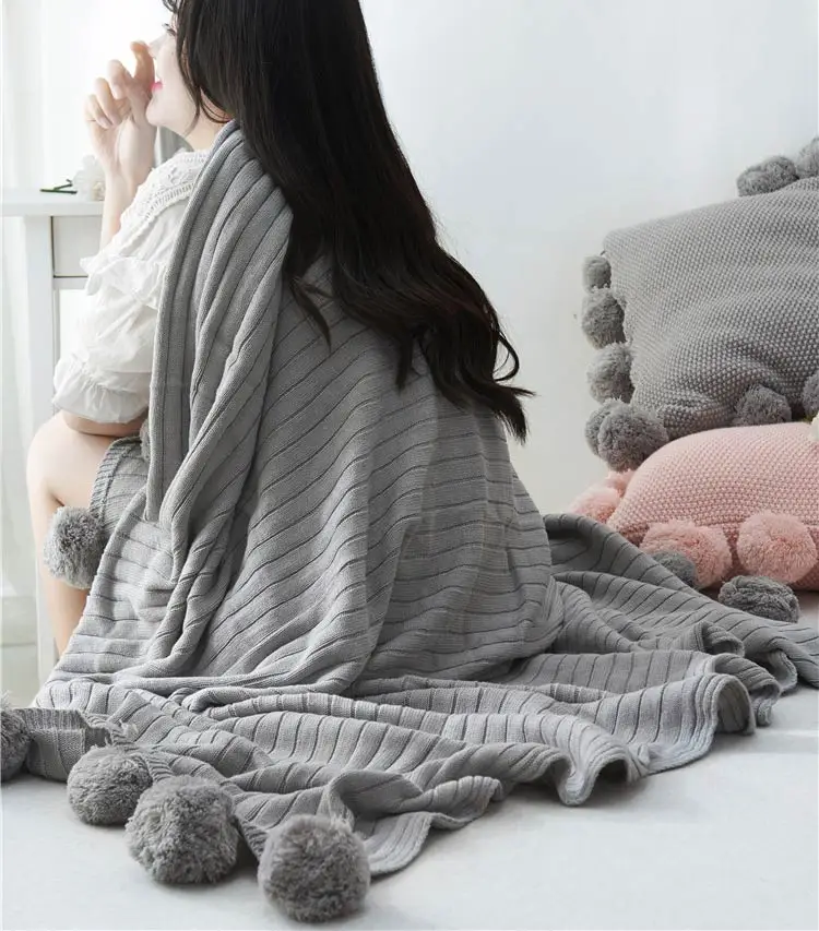 baby blanket Adult Baby Blanket Pompom Decor Large Size Home Blanket Multifunction 100-150 cm Bedding Quilt For Kids Newborn Infant Sleeping duvet insert