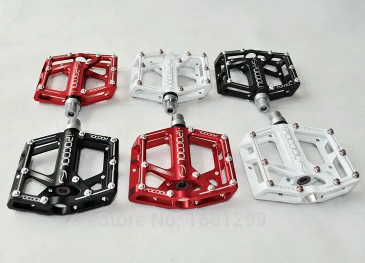 

New POCOOL LCW-4 Alloy Mountain bike pedals double Bearing bicycle pedals MTB bike parts 3 colors with retail box Free ship