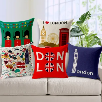 

Union Jack London Linen cotton cushion / Nordic British Home Decor Pillow / Decoraiive Sofa Throw Pillows