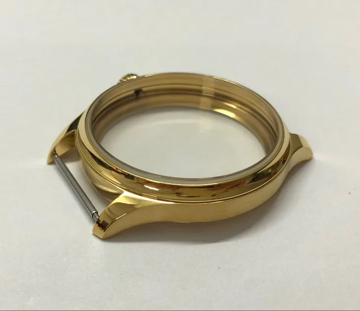 44mm Высокое качество 316L нержавеющая сталь покрытие золото 18 K корпуса часов Калибр ETA 6497/6498 Рука Ветер движения 018A